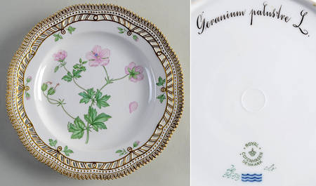 Flora Danica (1961 To Current) 10" Pierced Dinner Plate/Fruit Std-Geranium palust