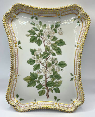 Flora Danica (1961 To Current) 11" Rectangular Tray-Cratagus Oscyacantha Facq