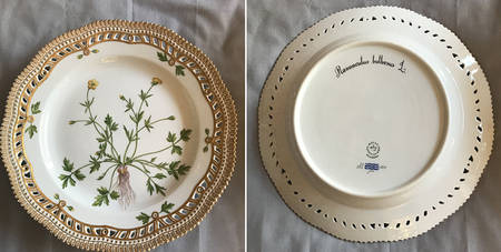 Flora Danica (1961 To Current) 10" Pierced Dinner Plate/Fruit Std-Ranunculus bulb
