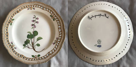 Flora Danica (1961 To Current) 10" Pierced Dinner Plate/Fruit Std-Pyrola grandifl