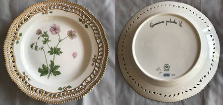 Flora Danica (1961 To Current) 10" Pierced Dinner Plate/Fruit Std-Geranium palust