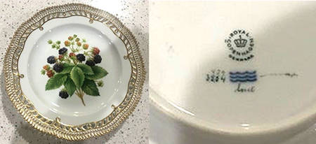 Flora Danica (1961 To Current) 9" Pierced Luncheon Plate/Fruit Stand-Blk Berries