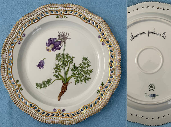 Flora Danica (1961 To Current) 11" Round Pierced Platter-Anemone pratensis L.