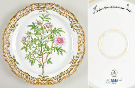 Flora Danica (1961 To Current) 13" Round Pierced Platter-Rose cinnamomea L