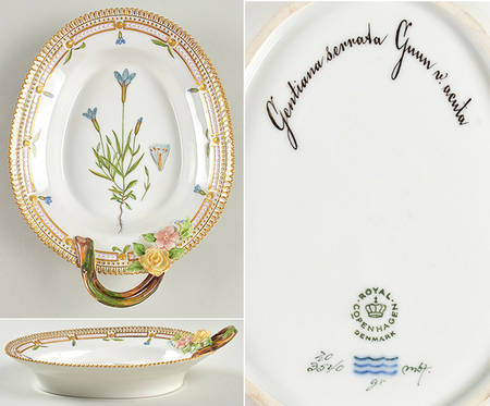 Flora Danica (1961 To Current) 8" Oval Handled Pickle/Accent-Gentiana sarrata
