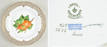 Flora Danica (1961 To Current) 10" Pierced Dinner Plate/Fruit Std-Fruit-Apricots