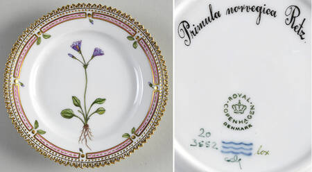 Flora Danica (1961 To Current) Bread & Butter Plate-Primula norvegica Retz.