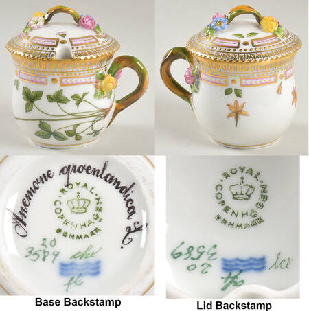 Flora Danica (1961 To Current) Mustard Pot & Lid-Anemone groenlandica L.