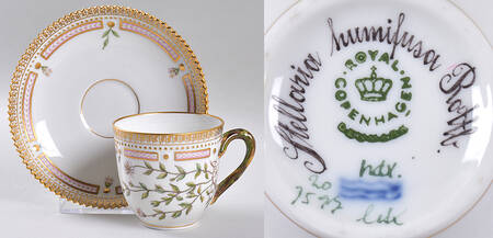 Flora Danica (1961 To Current) Flat Cup & Saucer Set-Stellaria humifusa Roltb.