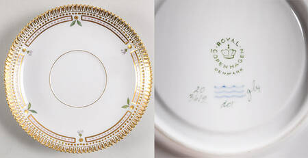 Flora Danica (1961 To Current) Saucer for 3612 Flat Cream Soup Bowl No Decal by Royal Copenhagen