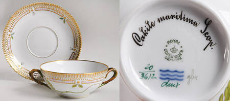 Flora Danica (1961 To Current) Flat Cream Soup & Saucer-Cakite maritima Leop by Royal Copenhagen