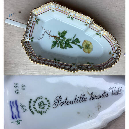 Flora Danica (1961 To Current) 7" Pickle/Accent Dish-Potentilla hirsuta Vahl.