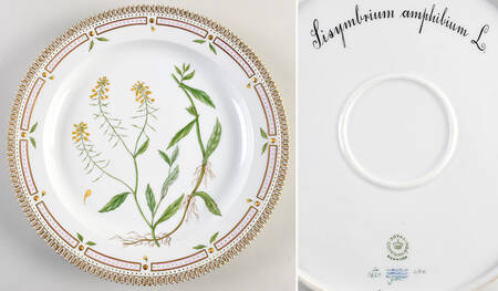 Flora Danica (1961 To Current) 13" Round Platter Lisymbrium amphibium L.