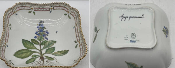 Flora Danica (1961 To Current) 8" Square Serving Bowl-Ajuga genevensis L.