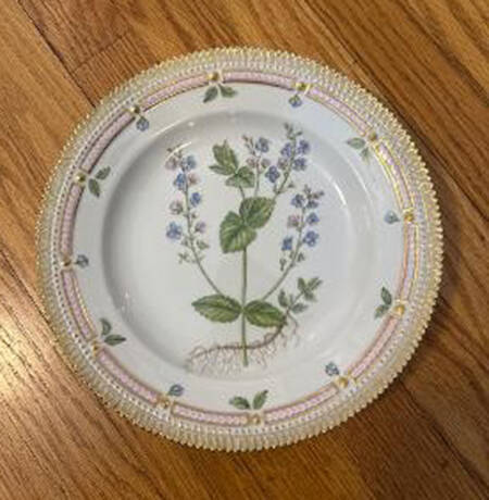 Flora Danica (1961 To Current) Dinner Plate Veronica Chamaedrys L.