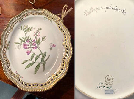 Flora Danica (1961 To Current) 10" Oval Fruit Stand-Lathyrus paluster L