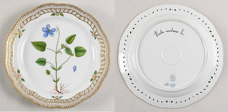 Flora Danica (1961 To Current) 10" Round Pierced Platter-Viola montana L