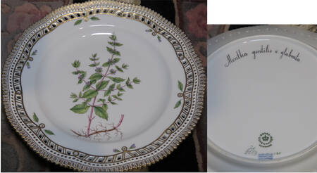 Flora Danica (1961 To Current) 10" Pierced Dinner Plate/Fruit Std-Mentha gentilis v. glabrata
