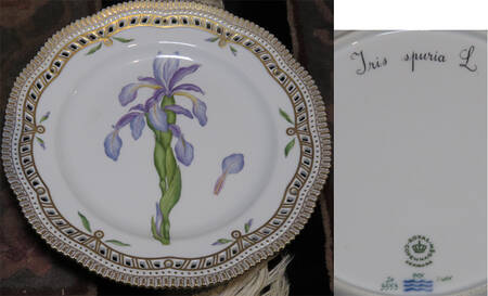 Flora Danica (1961 To Current) 10" Pierced Dinner Plate/Fruit Std-Iris spuria L