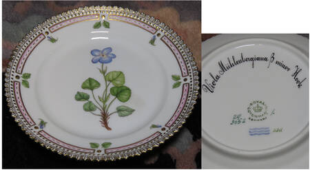 Flora Danica (1961 To Current) Bread & Butter Plate-Viola Muhlenbergiana B minor Hook