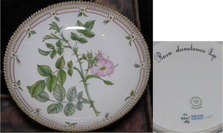 Flora Danica (1961 To Current) 10" Salad Serving Bowl-Rose dumetorum Lge.