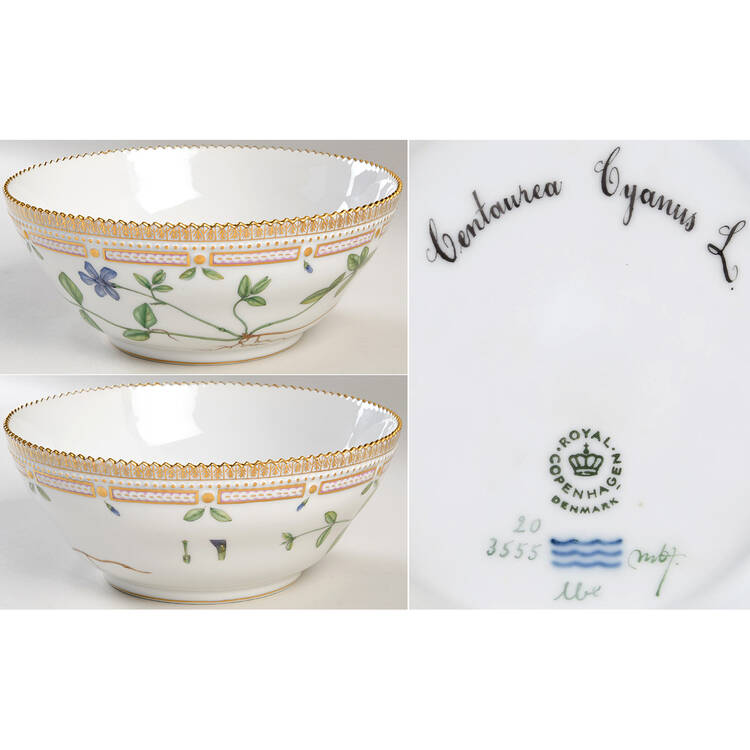 Flora Danica (1961 To Current) 9" Tapered Salad Serving Bowl-Veronica minor L. by Royal Copenhagen