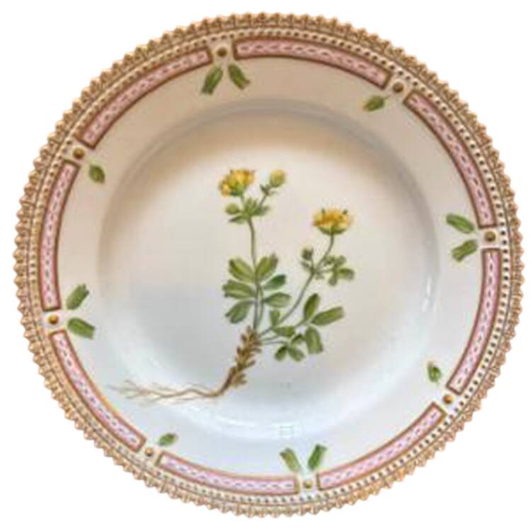 Flora Danica (1961 To Current) Dessert/Pie Plate-Potentilla retusa Miill