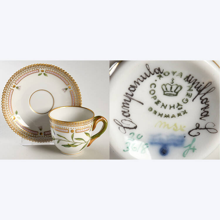 Flora Danica (1961 To Current) Flat Demitasse Cup & Saucer-Campanula uniflora L. by Royal Copenhagen