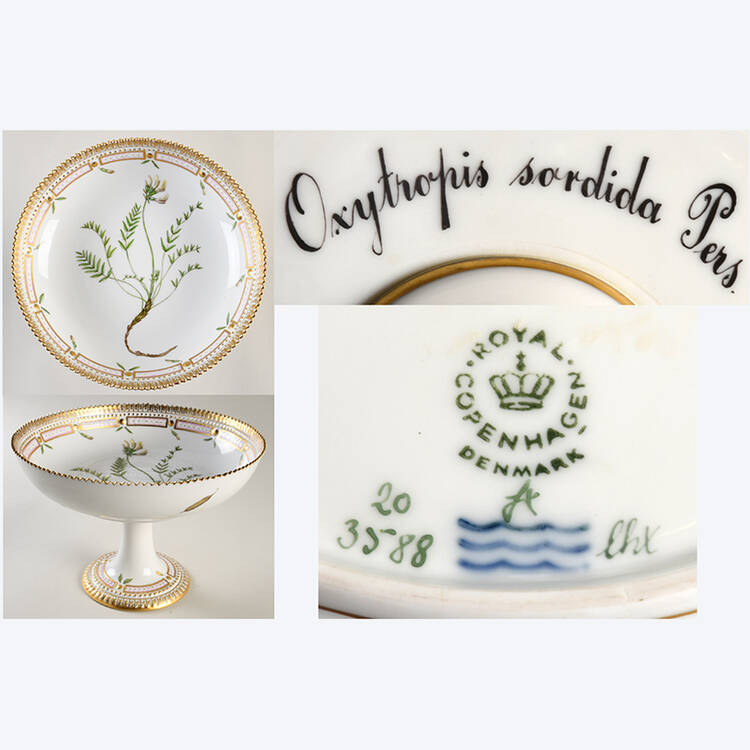 Flora Danica (1961 To Current) Round High Foot Cake Plate-Oxytropis Sordida Pers.