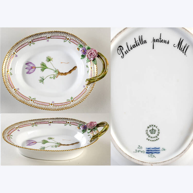 Flora Danica (1961 To Current) 8" Oval Handled Pickle/Accent-Pulsatilla patens Mill.