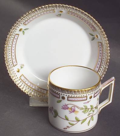 Flora Danica (1961 To Current) Flat Demitasse Cup & Saucer Set