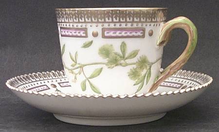 Flora Danica (1961 To Current) Flat Demitasse Cup & Saucer Set