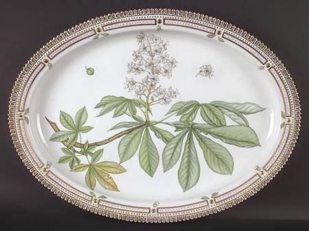 Flora Danica (1961 To Current) 20" Oval Serving Platter-Aesculus Hippocastanum