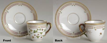 Flora Danica (1961 To Current) Flat Cup & Saucer Set-Trifolium filiforme Horn