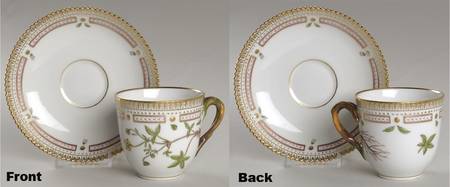 Flora Danica (1961 To Current) Flat Cup & Saucer Set-Potentilla procumbens Sibth