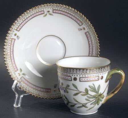 Flora Danica (1961 To Current) Flat Cup & Saucer Set-Polygala amarum L