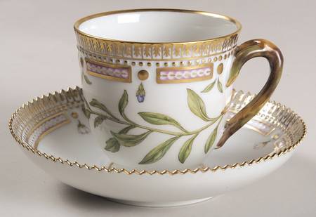 Flora Danica (1961 To Current) Flat Cup & Saucer Set-Campanula uniflora L