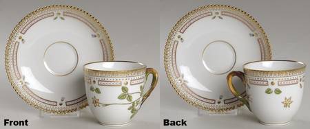 Flora Danica (1961 To Current) Flat Cup & Saucer Set-Anemone groenlandica Oed