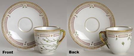 Flora Danica (1961 To Current) Flat Cup & Saucer Set-Alyssum arcticum Wormskj