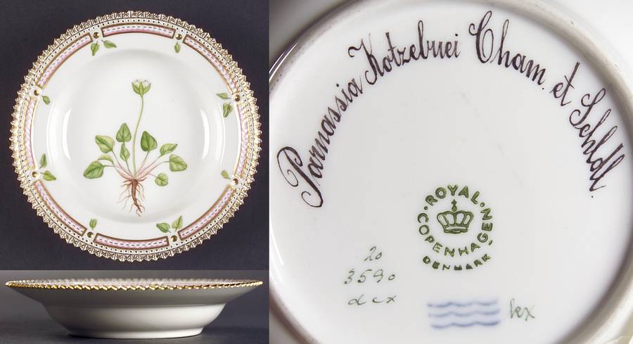 Flora Danica (1961 To Current) Rim Fruit/Soup Bowl-Parnassia Kotzebuei Cham et Sc