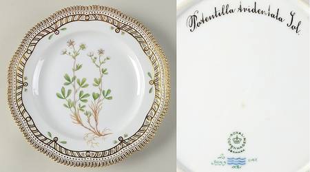 Flora Danica (1961 To Current) 10" Pierced Dinner Plate/Fruit Std-Potentilla Arid