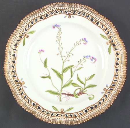 Flora Danica (1961 To Current) 10" Pierced Dinner Plate/Fruit Std-Myosotis silvat