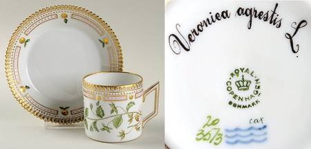 Flora Danica (1961 To Current) Chocolate Cup & Serrated Saucer-Veroniea agrestis