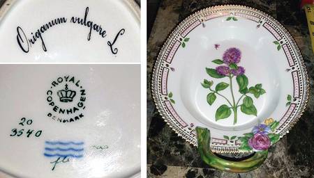 Flora Danica (1961 To Current) 8" Oval Handled Pickle/Accent-Origanum vulgare L.