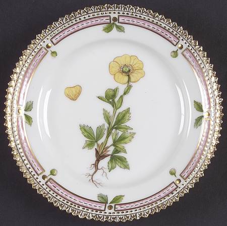Flora Danica (1961 To Current) Bread & Butter Plate-Potentilla hirsuta Vahl msc