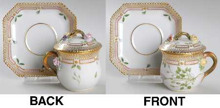 Flora Danica (1961 To Current) Round Custard Cup, Saucer & Lid-Cardamine bellidif