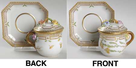 Flora Danica (1961 To Current) Round Custard Cup, Saucer & Lid-Sedum acre L