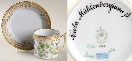 Flora Danica (1961 To Current) Chocolate Cup & Smooth Saucer-Viola Muhlenbergiana