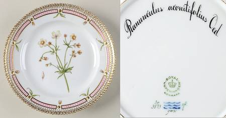 Flora Danica (1961 To Current) Salad Plate-Ranunculus aconitifolius Oed.