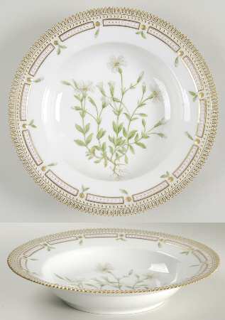 Flora Danica (1961 To Current) Large Rim Soup Bowl-Cerastium alpinum Vahl